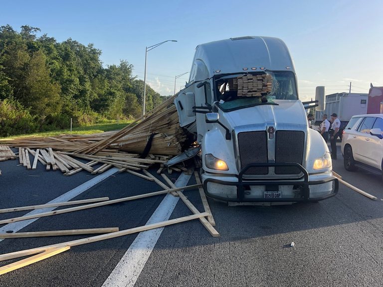 Lumber Load Shifts Through Semi Cab on I-75, Closing Lanes in Hillsborough County